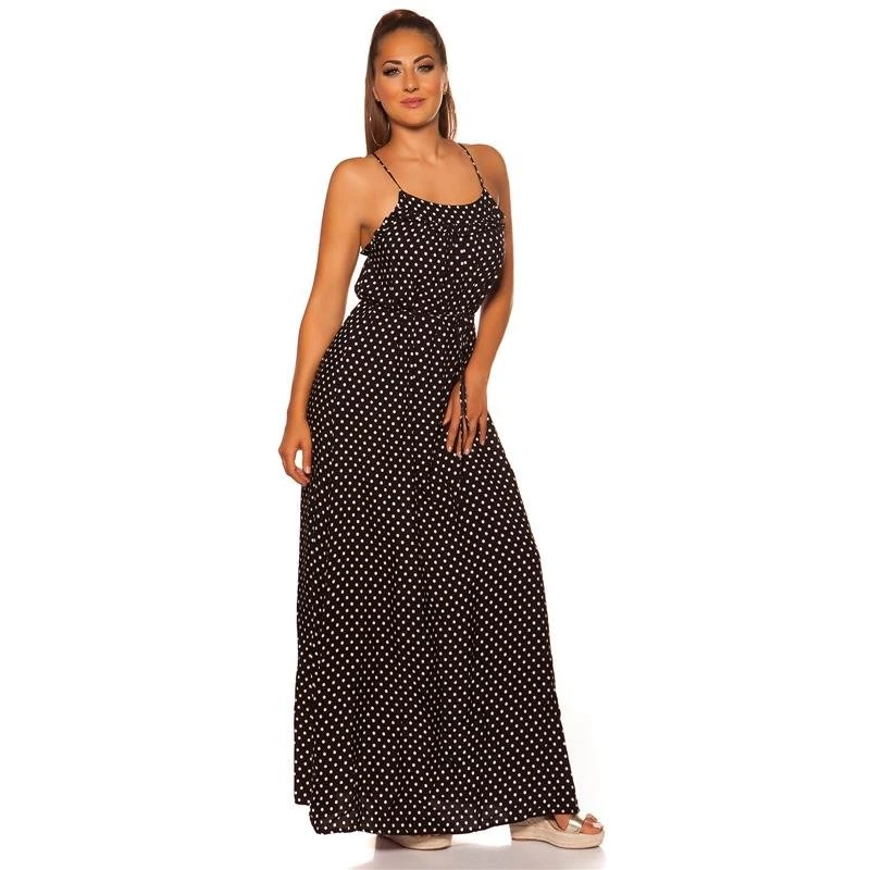 Sommerliches Träger-Maxikleid Mit Polka Dots Schwarz 3 Sommerliches Träger-Maxikleid Mit Polka Dots Schwarz