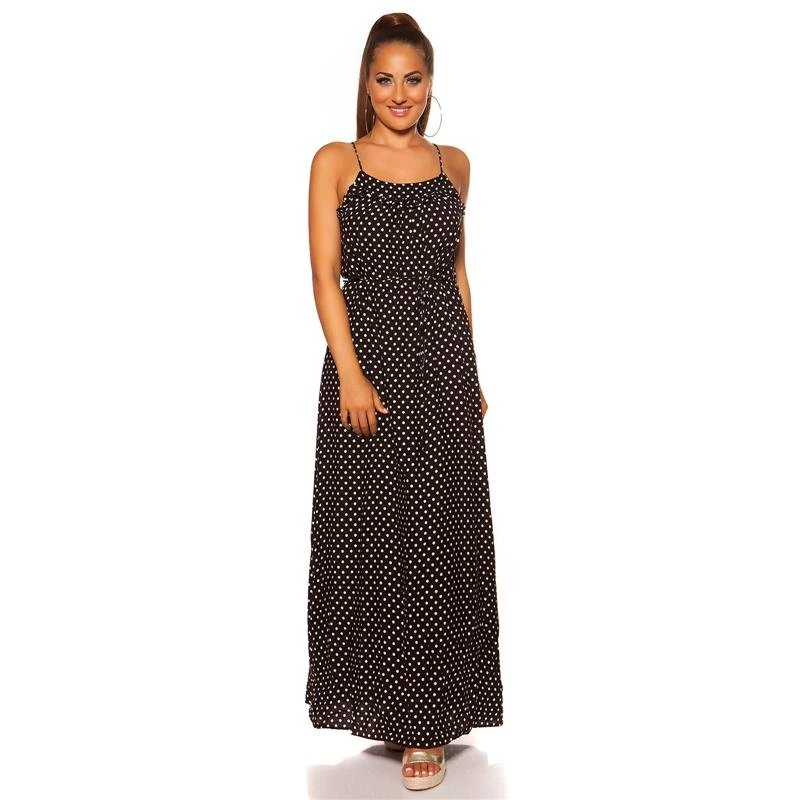 Sommerliches Träger-Maxikleid Mit Polka Dots Schwarz 5 Sommerliches Träger-Maxikleid Mit Polka Dots Schwarz – Bild 3