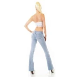 Stylische 5 Pocket Damen Bootcut Jeans Hellblau -Günstiges Moden Funke Geschäft stylische 5 pocket damen bootcut jeans hellblau6