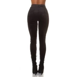 Trendige Damen Samt Lounge Hose Sporthose Schwarz -Günstiges Moden Funke Geschäft trendige damen samt lounge hose sporthose schwarz3
