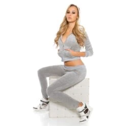 Trendiger Nikki Hausanzug Jogginganzug Mit Kapuze Grau